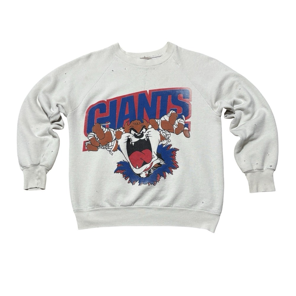 Vintage 90s NY Giants Taz Furst of its Kind Rework Upcycle Sweatshirt 19.5 x 23